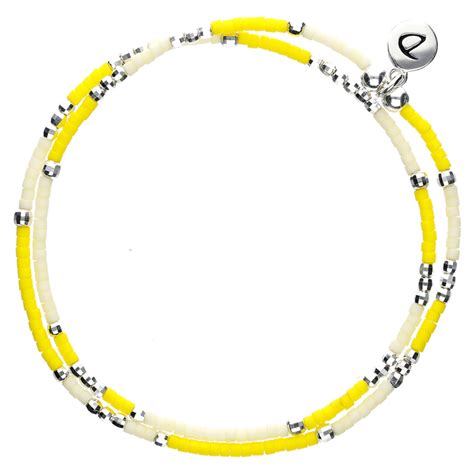 Bracelet Alba Jaune Cr Me Double Tours Doriane Bijoux