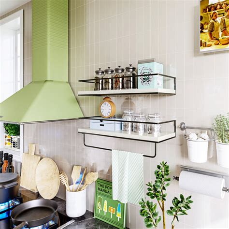 Rebrilliant Piece Metal Floating Shelf With Towel Bar Wayfair