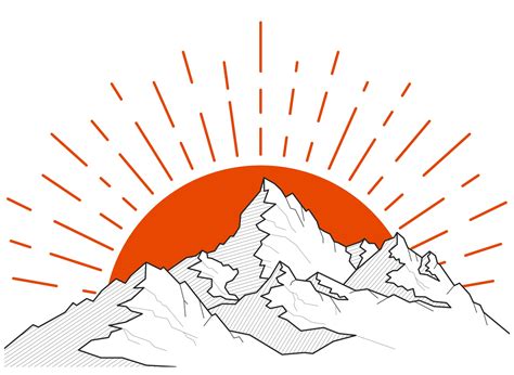 Mountains And Sun Landscape Silhouette Illustration 2435569 Vector Art