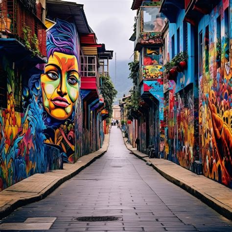 Premium Photo Vibrant Street Art Murals And Iconic Landmarks Of