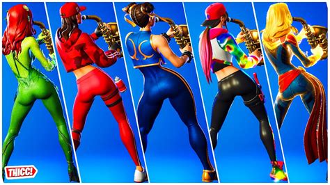 Fortnite Phone It In Emote Showcase With All Thicc Girl Skins 🍑😍 Very