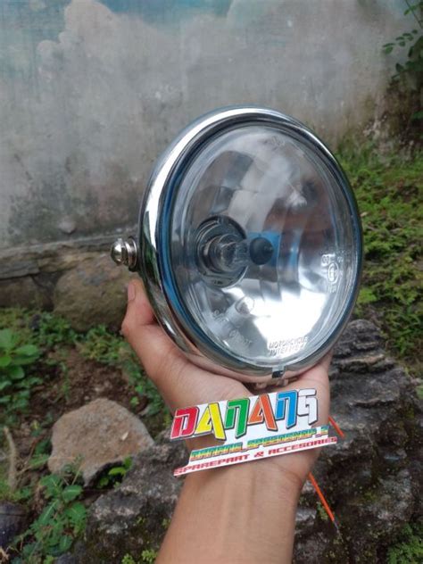 Lampu Depan CB 5 75 Inch JUTE PESEK Lengkap Dengan Dop H4 Senja