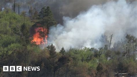 Up To 200 Firefighters Tackle Three Wildfires Bbc News