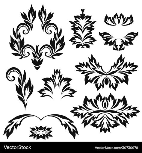 Black and white floral stencils Royalty Free Vector Image