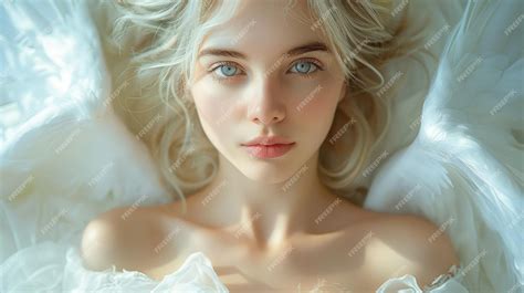 Premium Photo Angel Woman Beautiful Kind Holy Girl With White Large