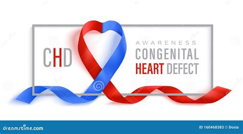 Congenital Heart Defect Awareness Horizontal Banner With Red And Blue