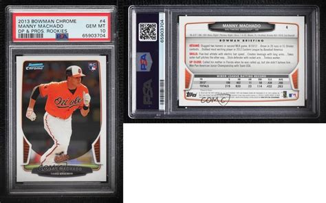 2013 Bowman Draft Chrome Manny Machado 4 PSA 10 GEM MT Rookie RC EBay