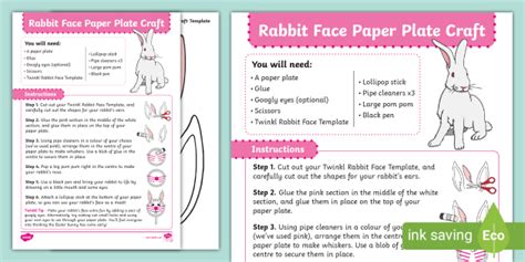 Free Paper Plate Rabbit Face Craft Creat De Profesori