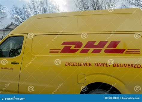 A Close Up To a DHL Truck Logo Editorial Photo - Image of courier ...