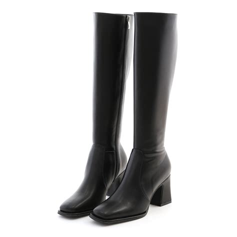 High Block Heel Knee Boots Black D AF Official Online Shop