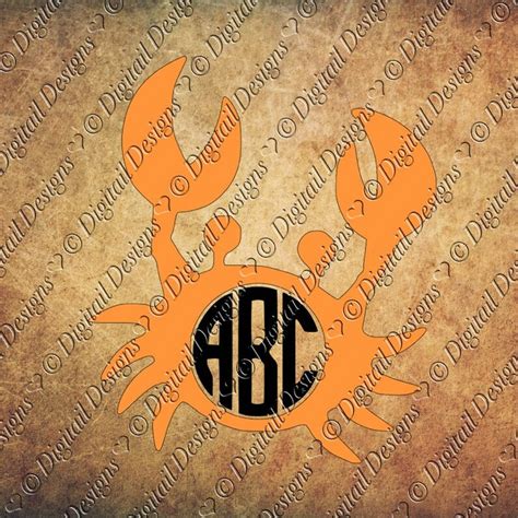 Crab Monogram Frame Beach Monogram Svg Dxf Png Eps Fcm Etsy