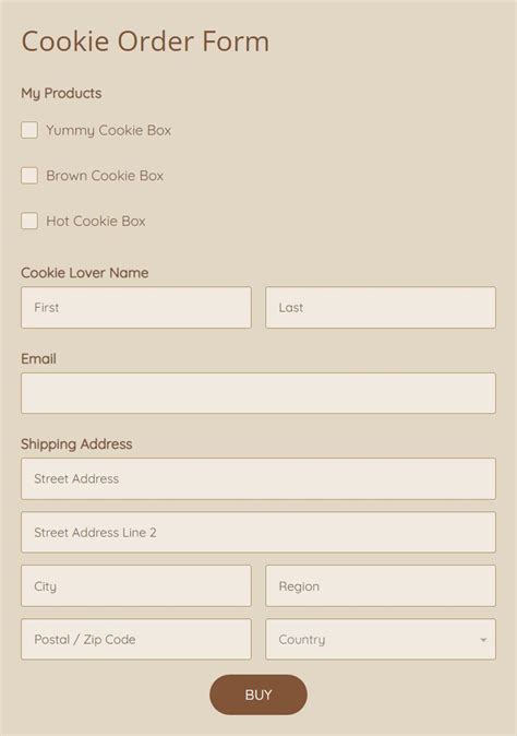 Cookie Order Form Template