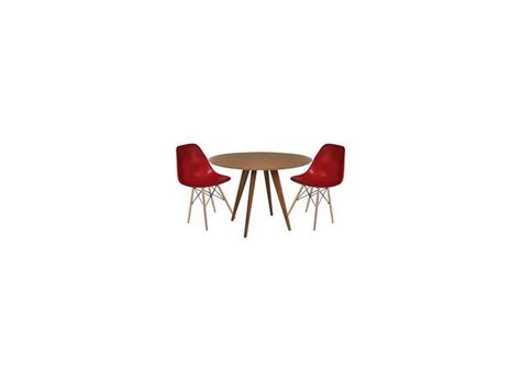 Conjunto Mesa Square Redonda Louro Freijó 80cm 2 Cadeiras Eiffel