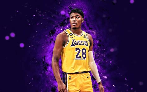 Rui Hachimura K Violet Neon Lights Los Angeles Lakers Nba