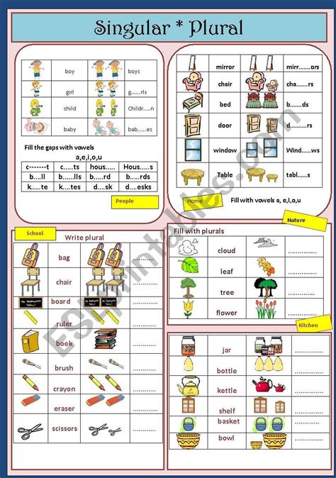 Singular And Plurals Esl Worksheet By Jhansi