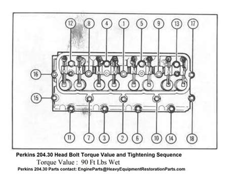 PERKINS 204 30 204 30 Head Bolt Torque Valve And Tightening Sequence