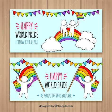 Free Vector | Banners with hand drawn pride day banners