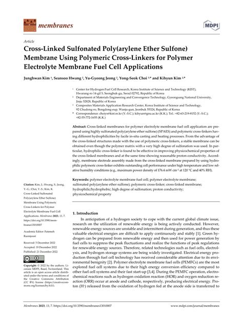 Pdf Cross Linked Sulfonated Poly Arylene Ether Sulfone Membrane