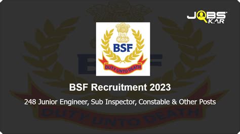 Bsf Recruitment Apply Online For Junior Engineer Sub