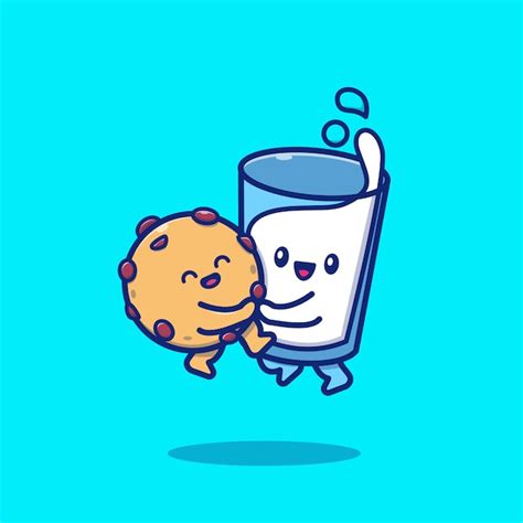 Nette milch und kekse symbolillustration umarmen frühstück food