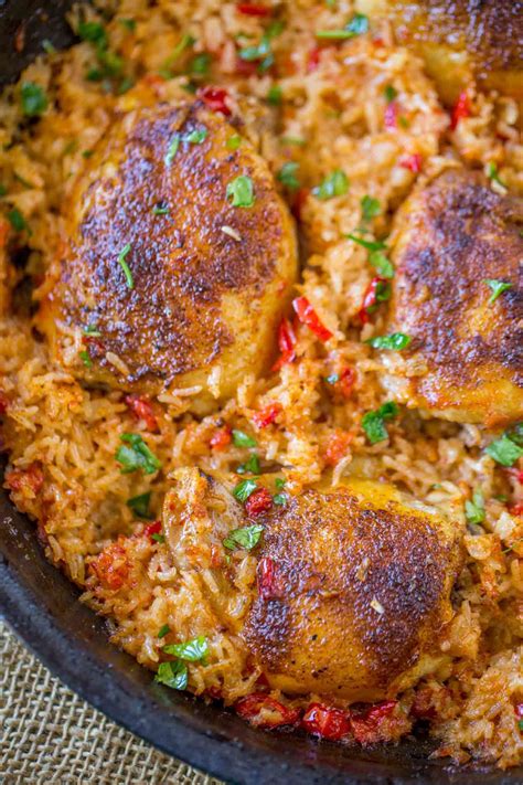 One Pot Mexican Chicken And Rice Made With Chicken Thighs And Seasoned