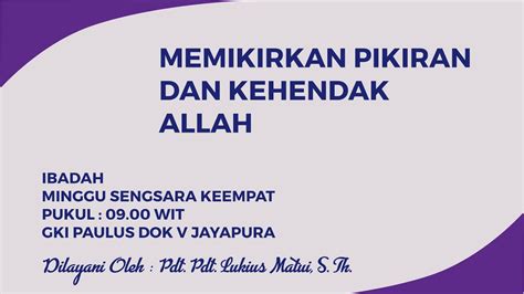 Ibadah Minggu Ke Empat Kesengsaraan Yesus Kristus Maret