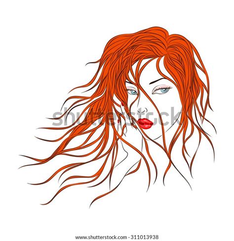 Beautiful Girl Red Hair Vector Illustration Stock Vector Royalty Free