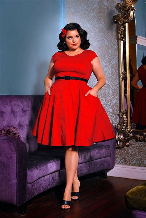 Oys Xs S M Final Sale Celia Vintage Swing Dress In Solid Red