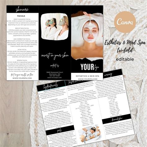 Esthetics Med Spa Brochure Med Spa Trifold Printable Esthetician