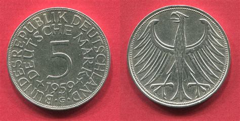 Deutschland BRD 5 Mark Kursmünze 1959 G Silberadler unc MA Shops