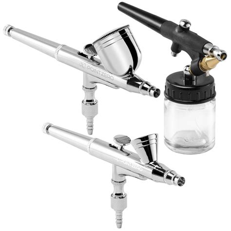 Point Zero Hobby Airbrush Starter Kit With Cleaning Set And 3 Dual