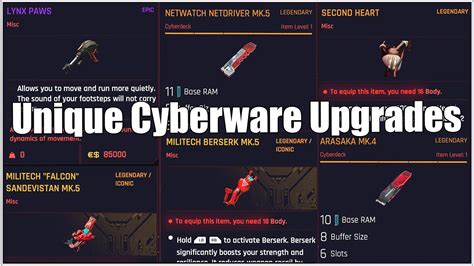 Cyberpunk Legendary And Unique Cyberware Locations Unique