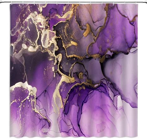 Purple Marble Shower Curtain Lavender Ombre Abstract Art Watercolor Ink