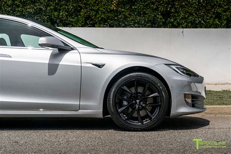 Silver Tesla Model S With 19 Tss Flow Forged Wheels In Gloss Black By