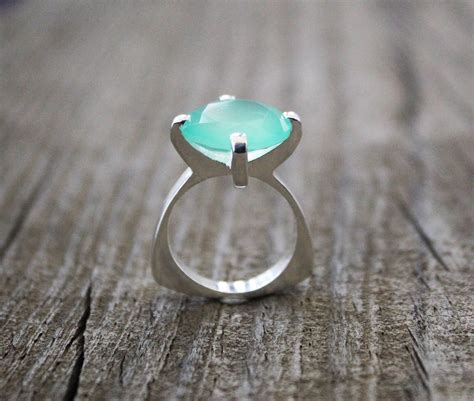 Aqua Chalcedon Ring Sterling Silber Ring Geschenk F R Sie Etsy De