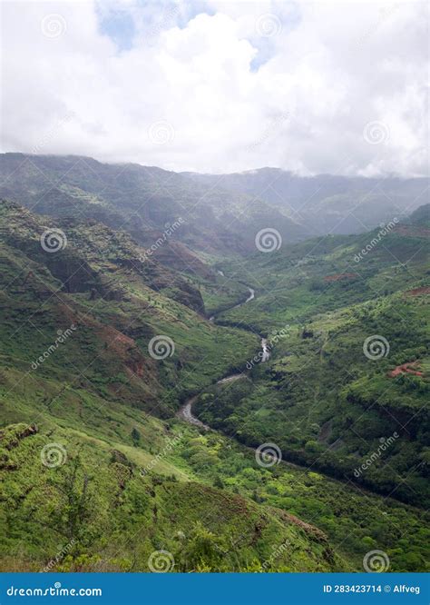 Beautiful Picture Of The Waimea River At Kauai Hawaii Stock Photo