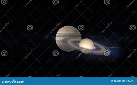 Great Conjunction Of Jupiter And Saturn 3d Illustration Stock