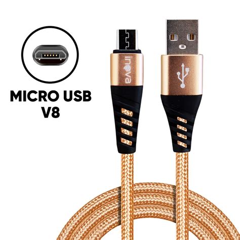 Cabos Usb Entrada Micro Usb V8 34a Inova Cabo De Dados E Carregamento 1 Metro Turbo Nylon