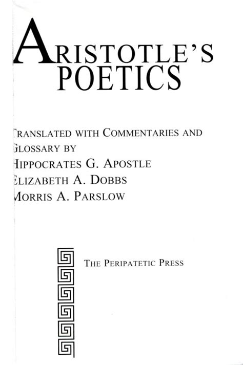 Aristotle’s Poetics – The Thomas More College Press