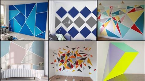 Geometric Wall Painting || Wall Design || Geometric Wall Art Painting ...