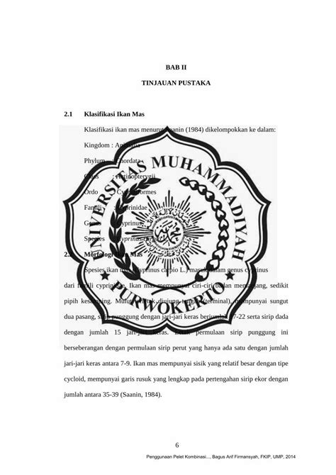 PDF BAB II TINJAUAN PUSTAKA 2 1 Klasifikasi Ikan Masrepository Ump Ac