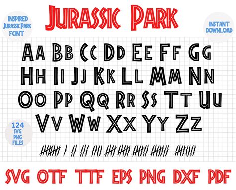 Jurassic Park Font Svg Jurassic Park Font Jurassic Park | Etsy