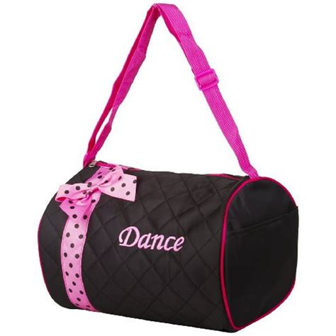 Private Label Girls Quilted Nylon Dance Duffel Bag W Pink Polka Dot