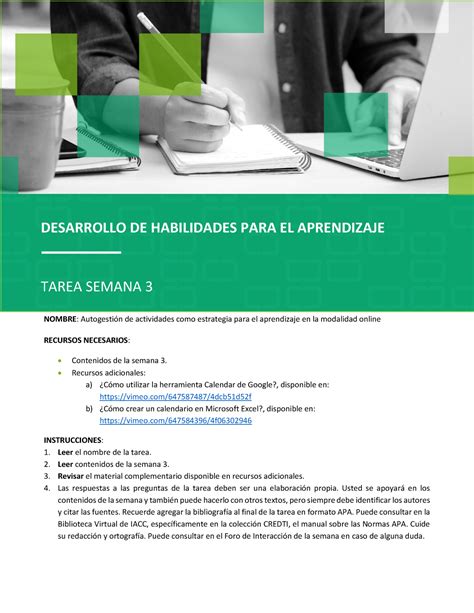 Desarrollo De Habilidades Para El Aprendizaje Semana3 Desarrollo