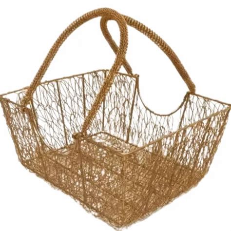 Gold Metal Wire Hamper Basket Size Dimension 10 8 4 Inch At Rs 330