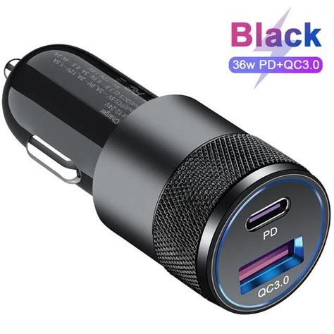 ALLUME CIGARE Black 36W USB A PD Extracteur Pd Usb C Chargeur Rapide