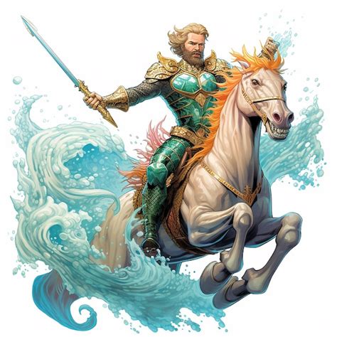 Premium Ai Image Comical And Enthusiastic Aquaman Riding A Giant