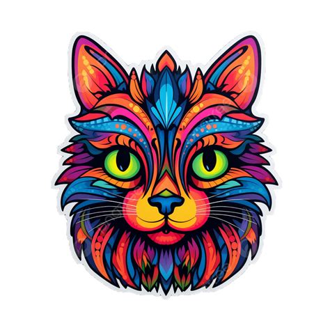 Adesivo De Gato Colorido Png Design De Camiseta De Gato Design De