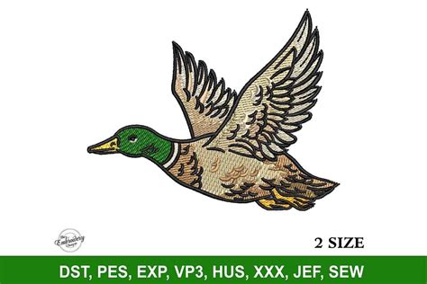 Flying Duck Embroidery Design File Creative Fabrica