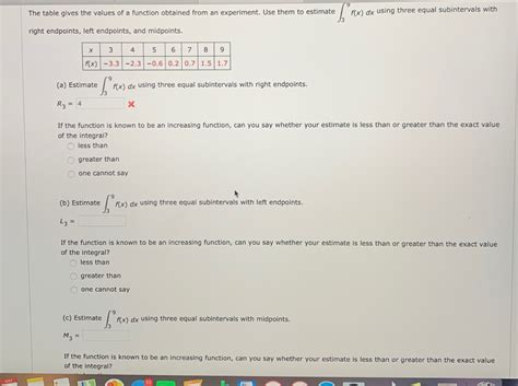 Solved The Table Gives The Values Of A Function Obtained Chegg